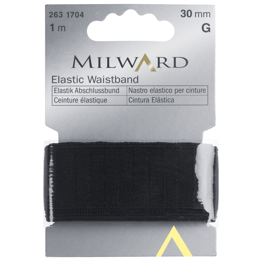 Elastic Waistband: 1m x 30mm: Black