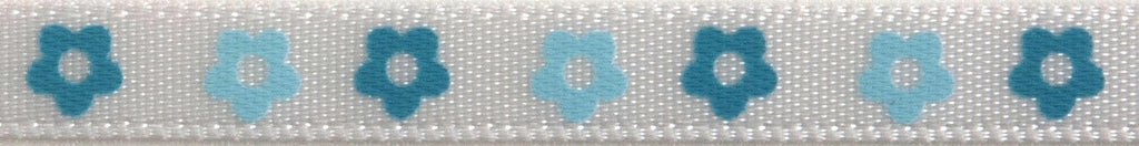 Ribbon: 2-Tone Flower Print: 4m x 6mm: Baby Blue & Sky Blue