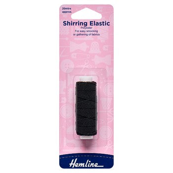 Shirring Elastic: 20m x 0.75mm: Black