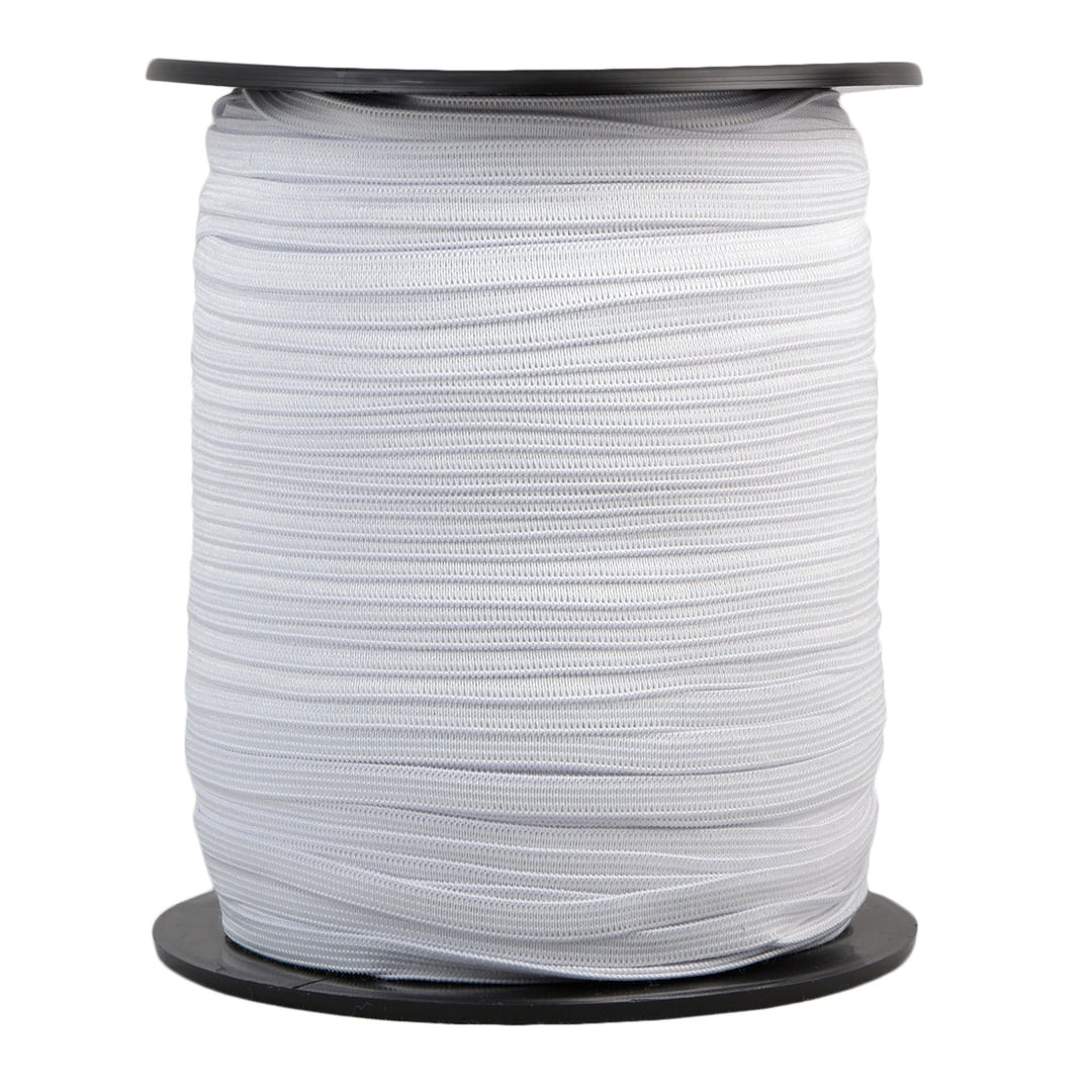 Trim: Elastic: Braided: 5mm: White Sold by the Metre