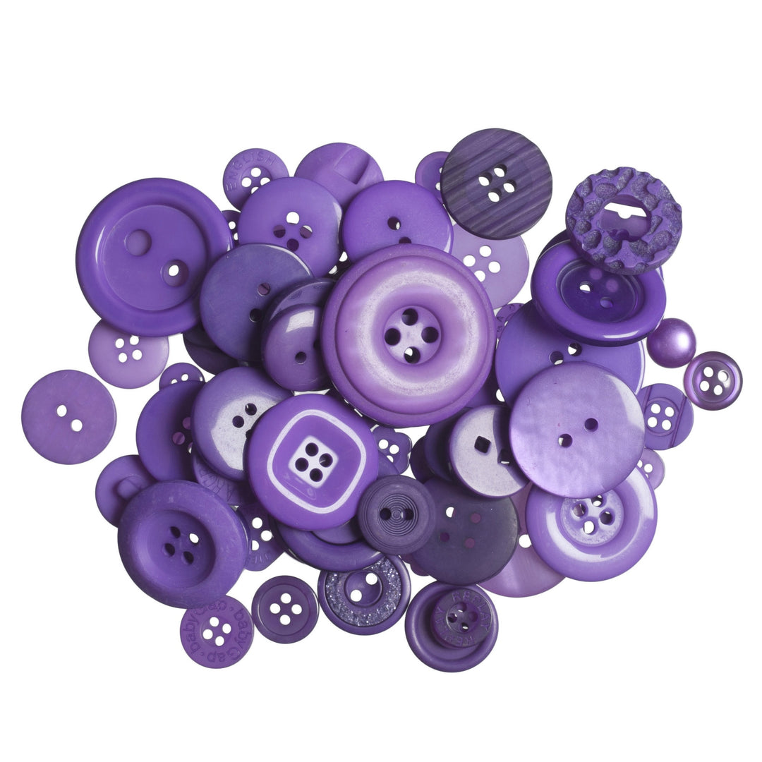 Buttons: Craft: Bag: Assorted Dark Purple: 50g