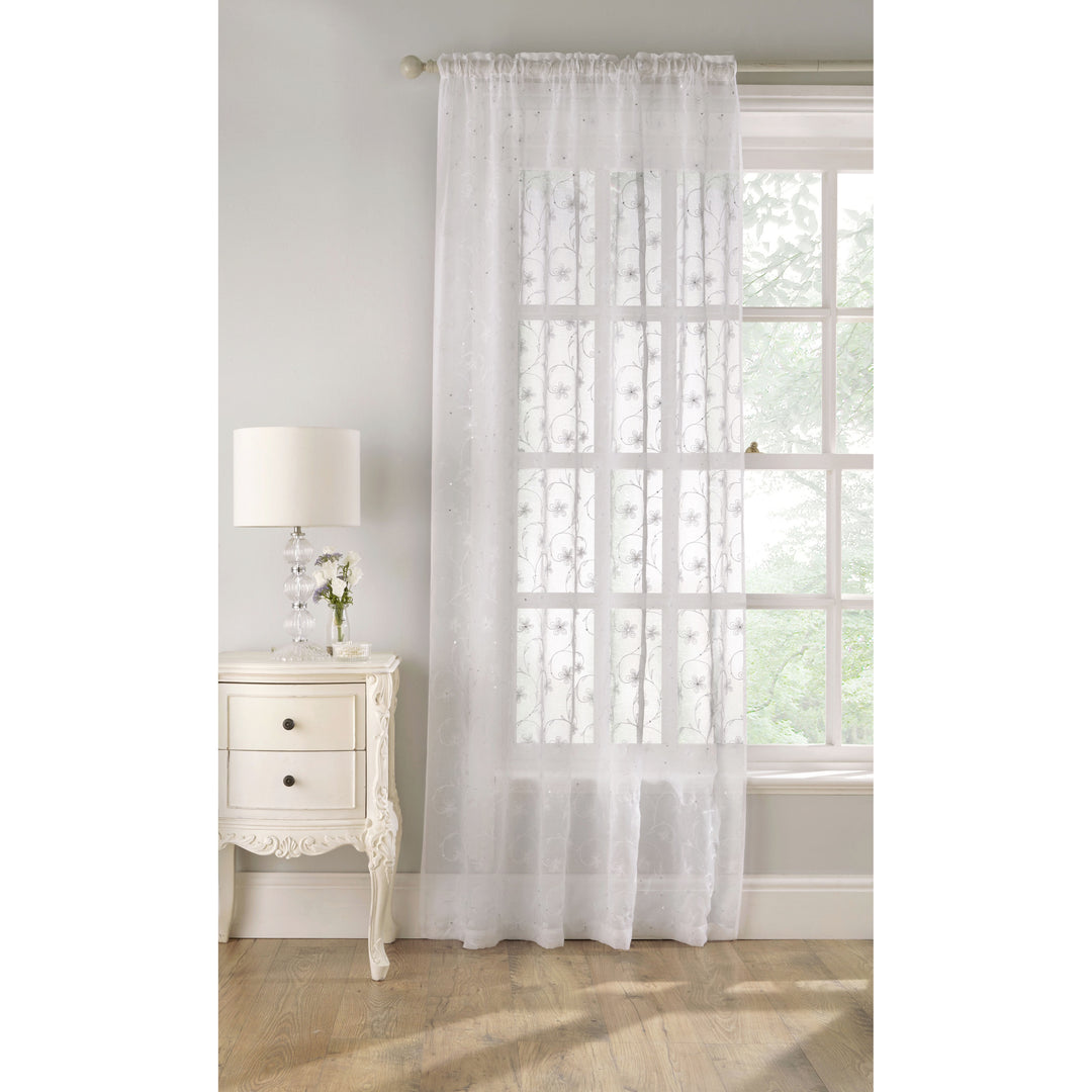 Belle Ready Made Voile Panel White