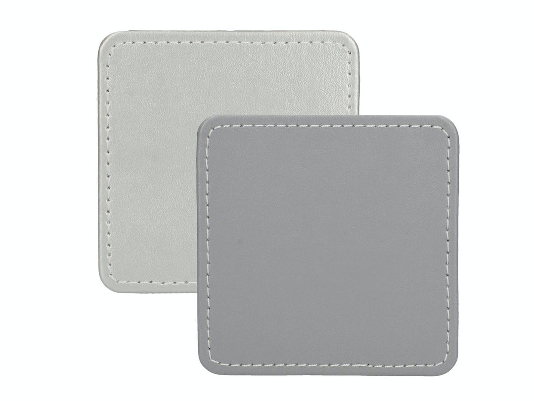 Creative Tops Naturals Premium Pack Of 4 Stitched Edge Faux Leather Coasters Metalic Silver