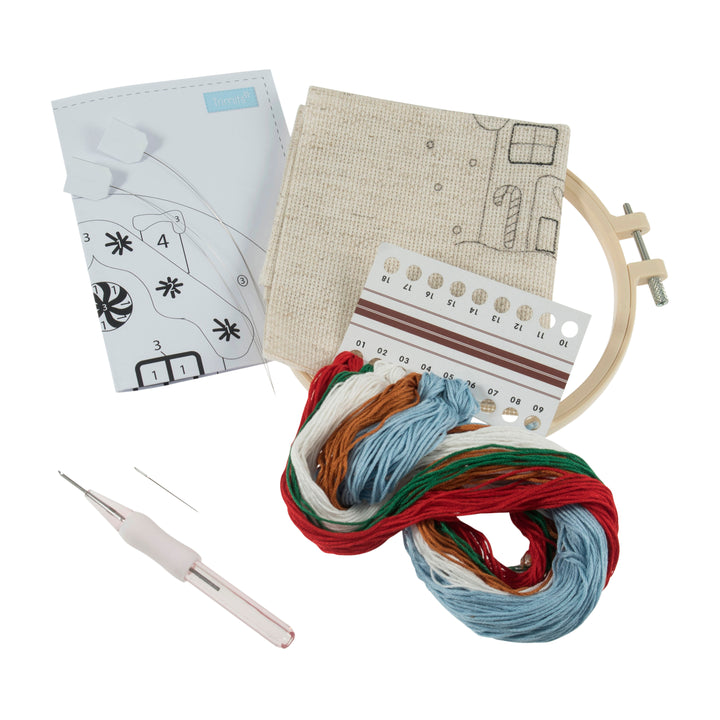 Punch Needle Kit: Floss and Hoop: Christmas: Gingerbread House