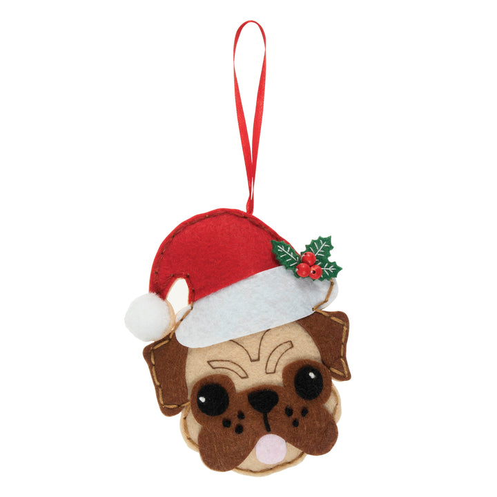 Felt Decoration Kit: Pug in Santa Hat