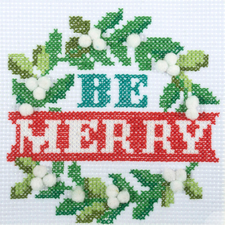 Counted Cross Stitch Kit: Christmas: Be Merry Wreath