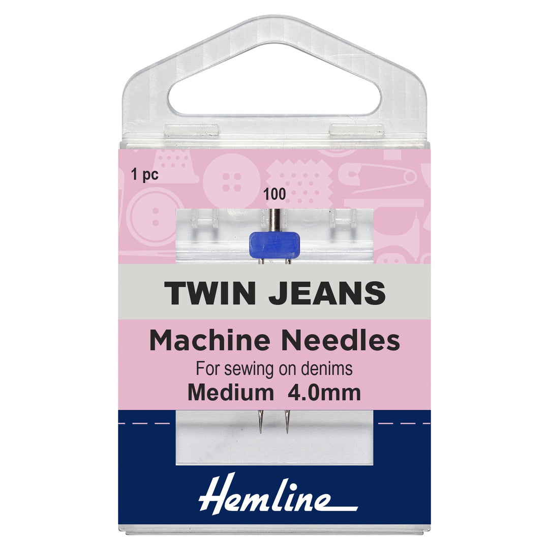 Sewing Machine Needles: Twin Jeans: 100(16), 4mm: 1 Piece