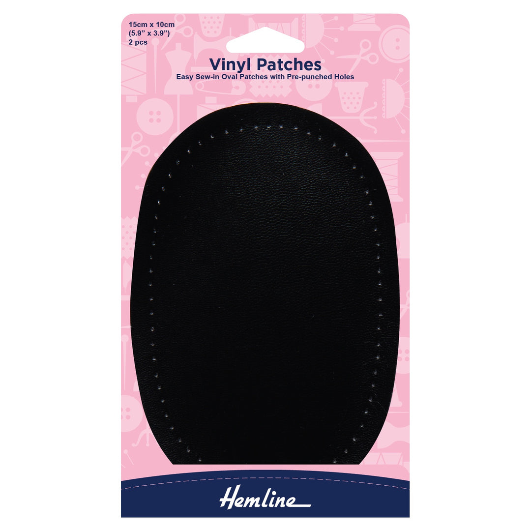 Sew-in Vinyl Patches: Black - 10 x 15cm