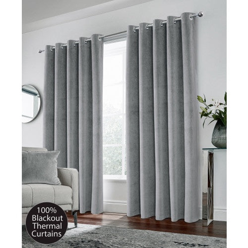 Hampton Velvet Ready Made Blackout Eyelet Curtains (Instore)