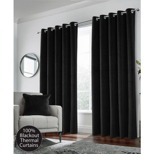 Hampton Velvet Ready Made Blackout Eyelet Curtains (DHD)