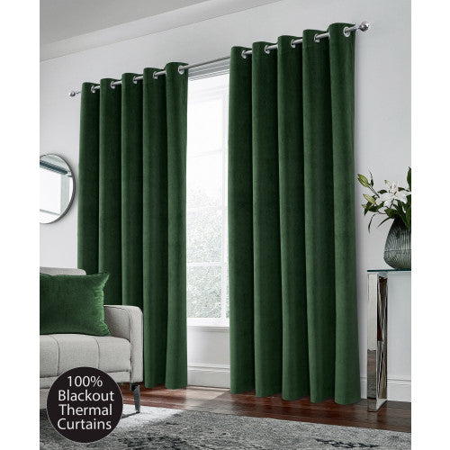 Hampton Velvet Ready Made Blackout Eyelet Curtains (DHD)