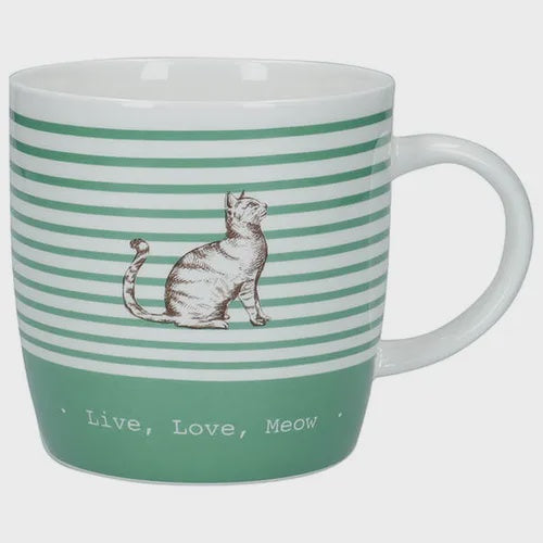 KitchenCraft China Barrel Shaped Mug - Stripe Cat