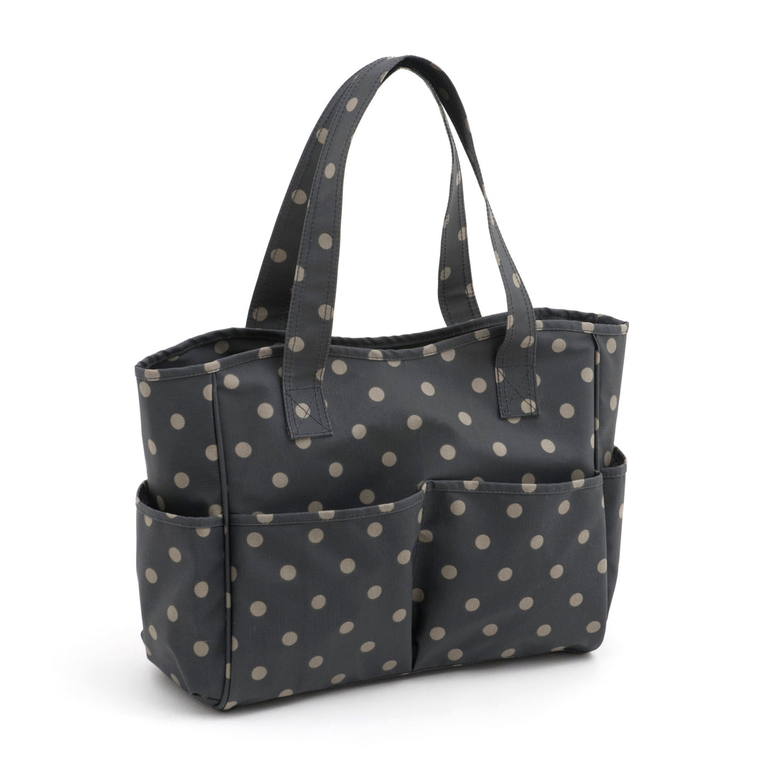 Craft Bag: Matt PVC: Charcoal Polka Dot