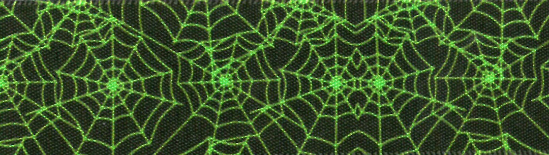 Ribbon: Spiders Web: 25mm: Green - Sold By The Metre