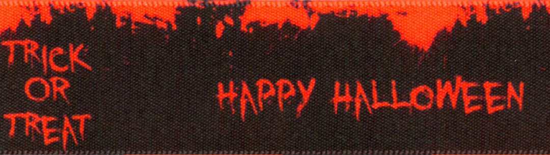 Ribbon: Happy Halloween: 25mm: Orange - Sold By The Metre