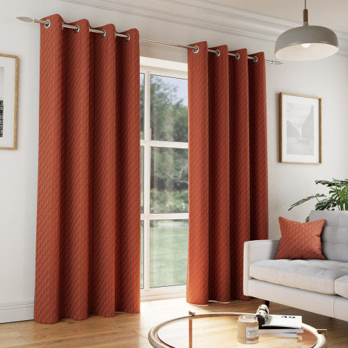 Tokyo Velvet Embossed Ready Made Eyelet Curtains (DHD)