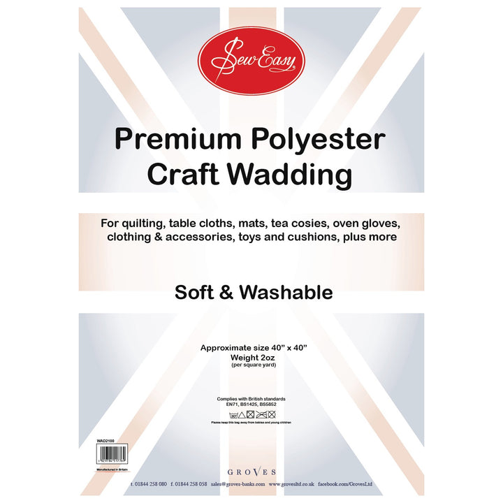 Poly Wadding: 2oz: 100 x 100cm (40in)