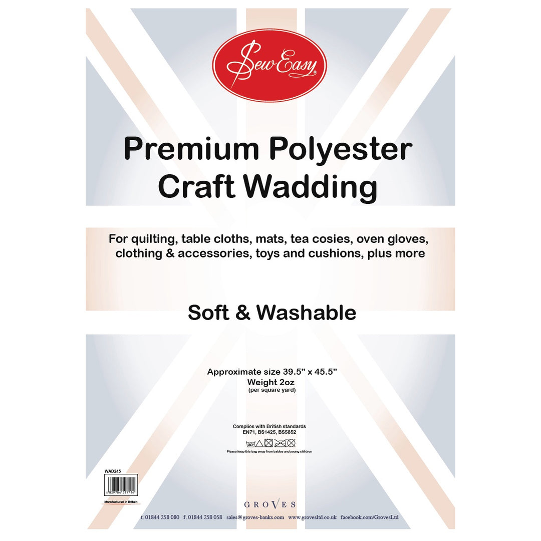 Poly Wadding: 2oz: 100 x 115cm (39.5 x 45.5in)