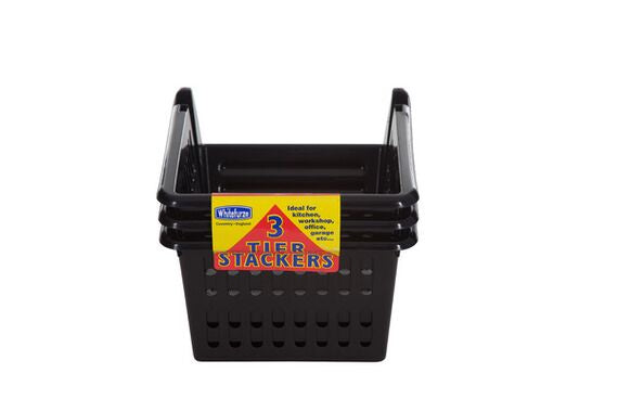 Stacking Basket 18cm Set of 3 - Black