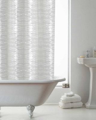 3D Waves Design Shower Curtains with Rings - Clear