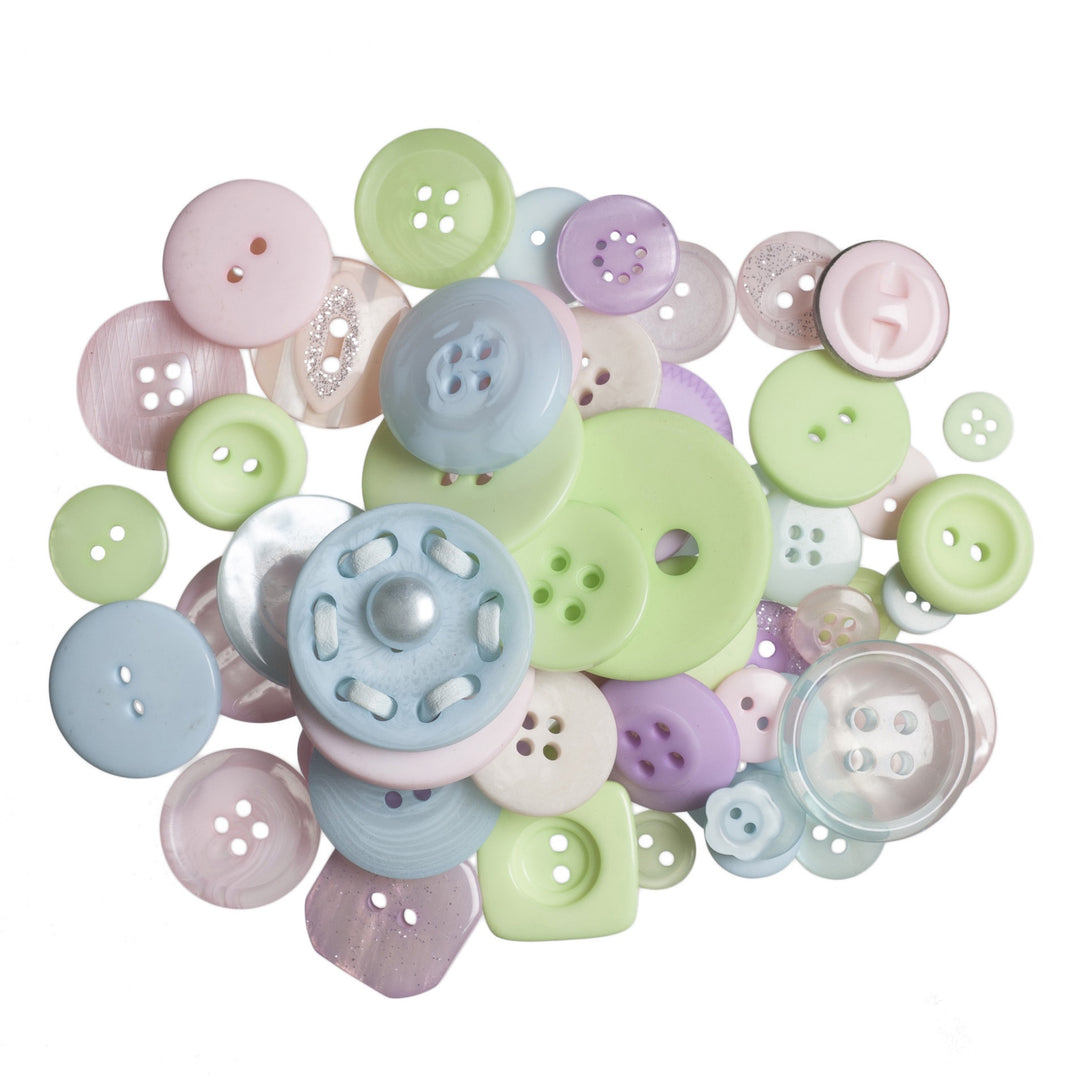 Buttons: Craft: Bag: Assorted Pastels: 50g