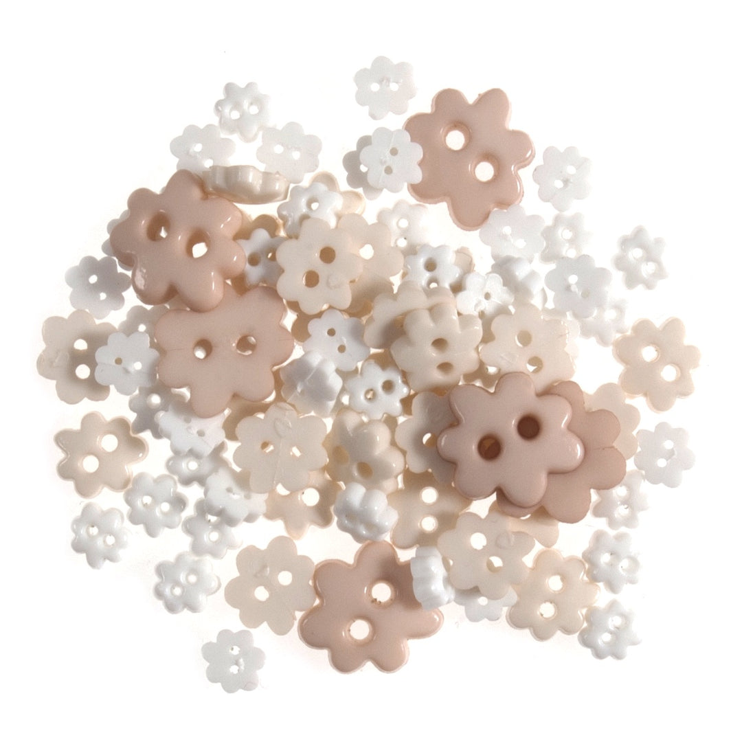 Buttons: Craft: Mini: Flower: White: 2.5g