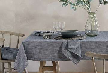 Chambray Woven Cotton Tablecloth