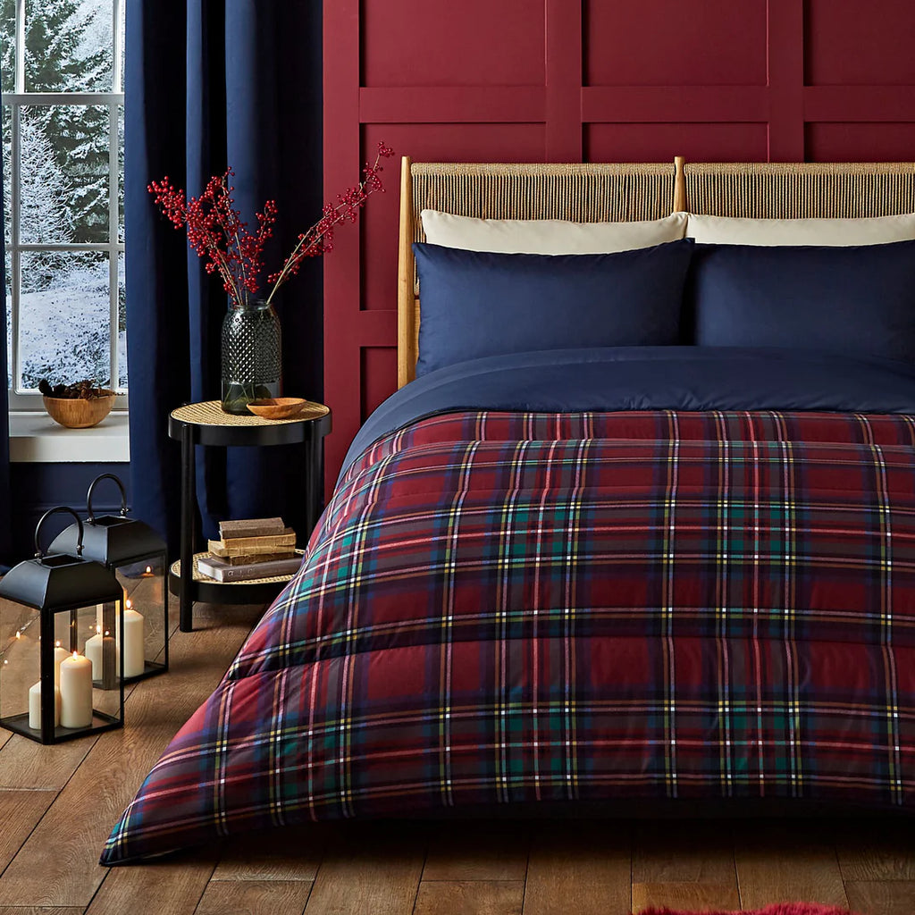 Night Lark Coverless 10.5 Tog Duvet With Pillowcase(s) Warm Tartan Berry