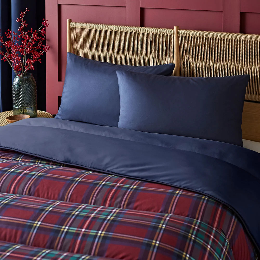 Night Lark Coverless 10.5 Tog Duvet With Pillowcase(s) Warm Tartan Berry