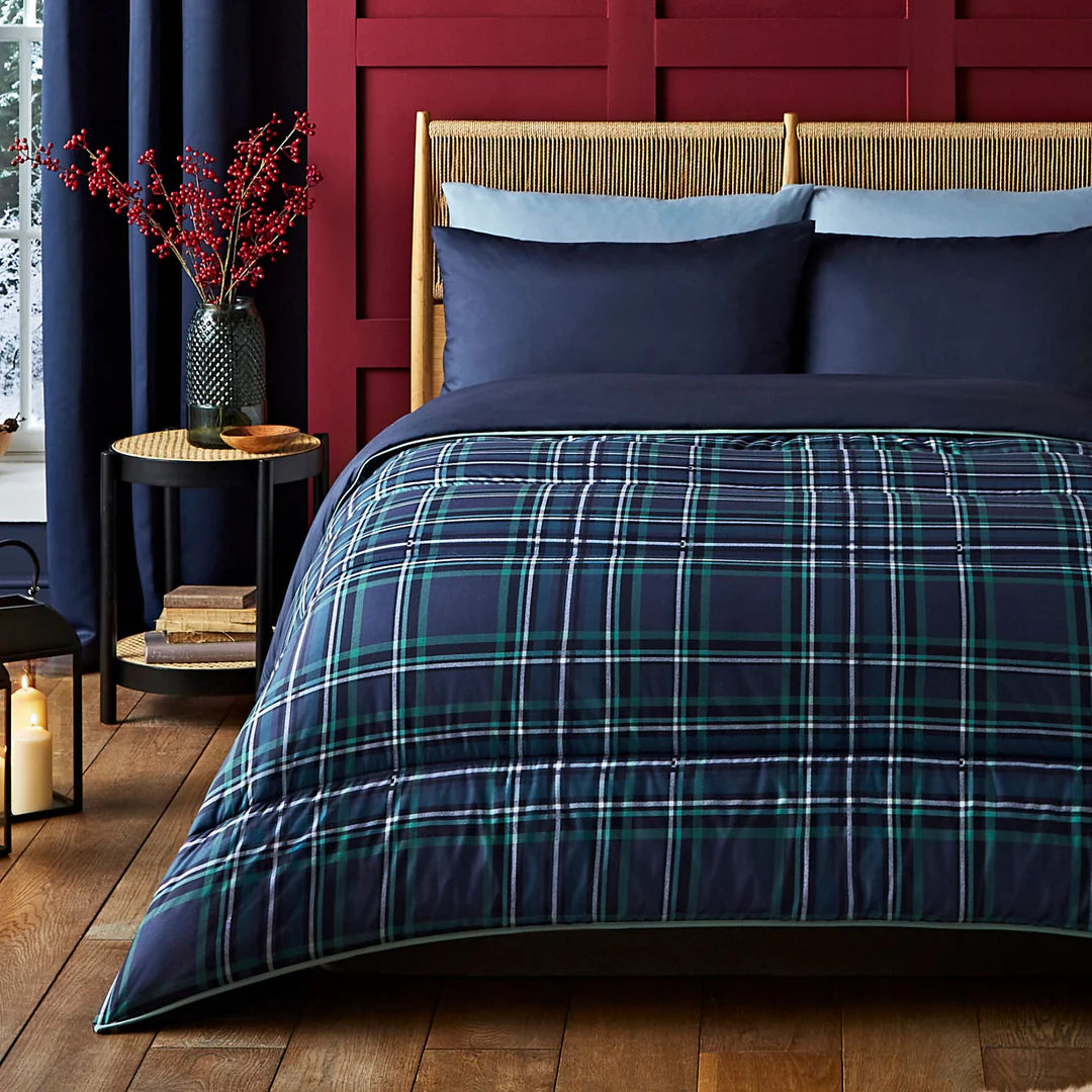 Night Lark Coverless 10.5 Tog Duvet With Pillowcase(s) Tartan Navy