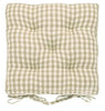 Gingham Seat Pad With Ties Natural 38cm