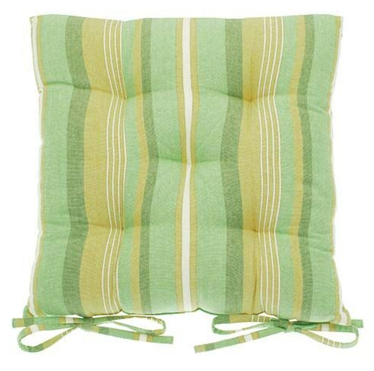 Lemon And Lime Stripe Seat Pad With Ties 38cm