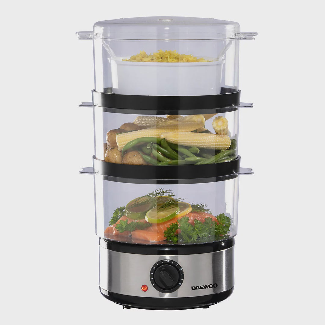 Daewoo 3 Tier Food Steamer 7 Litre with Rice Bowl