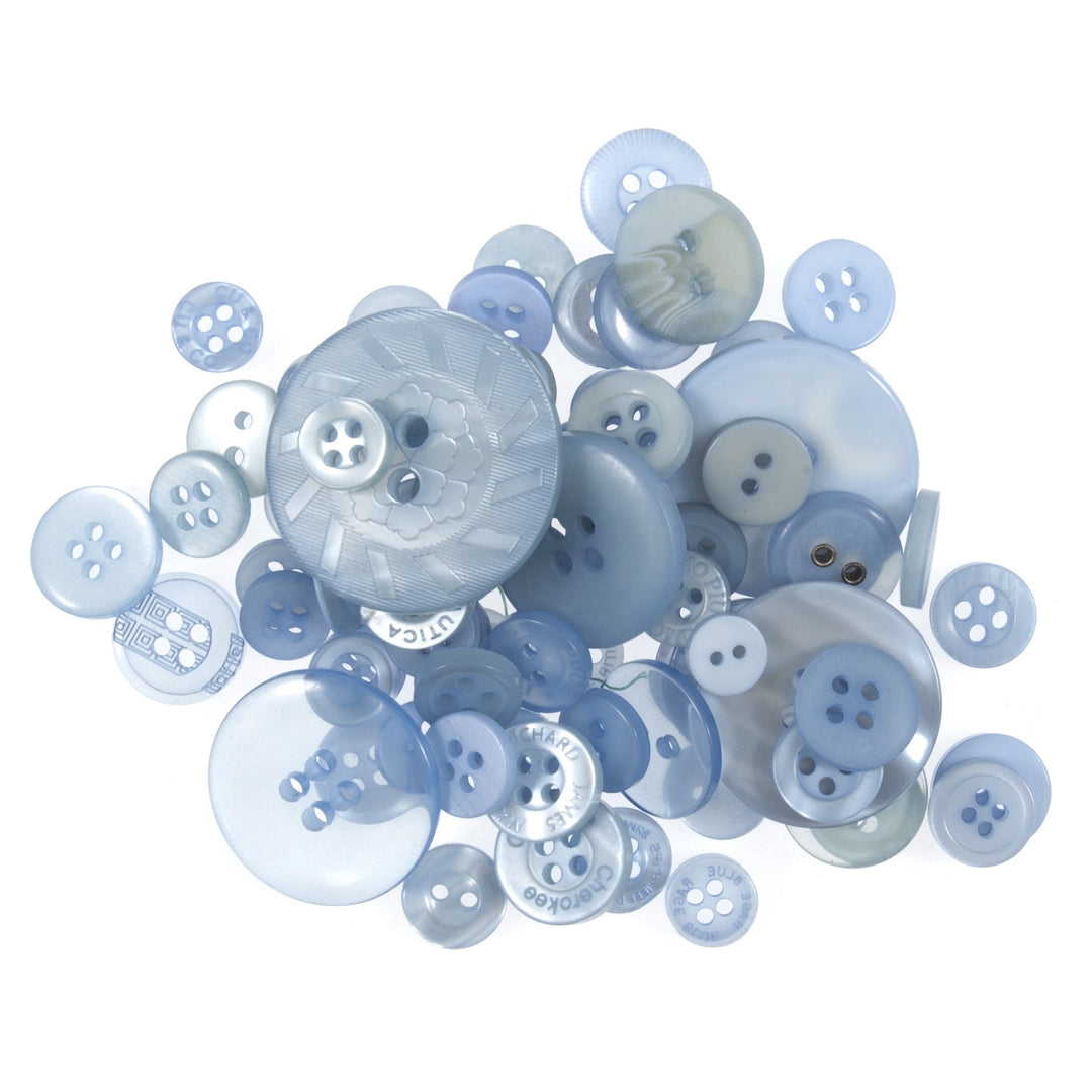 Buttons: Craft: Bag: Assorted Light Blue: 50g