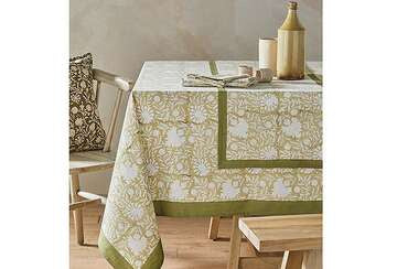 Elise Print cotton Tablecloth Olive