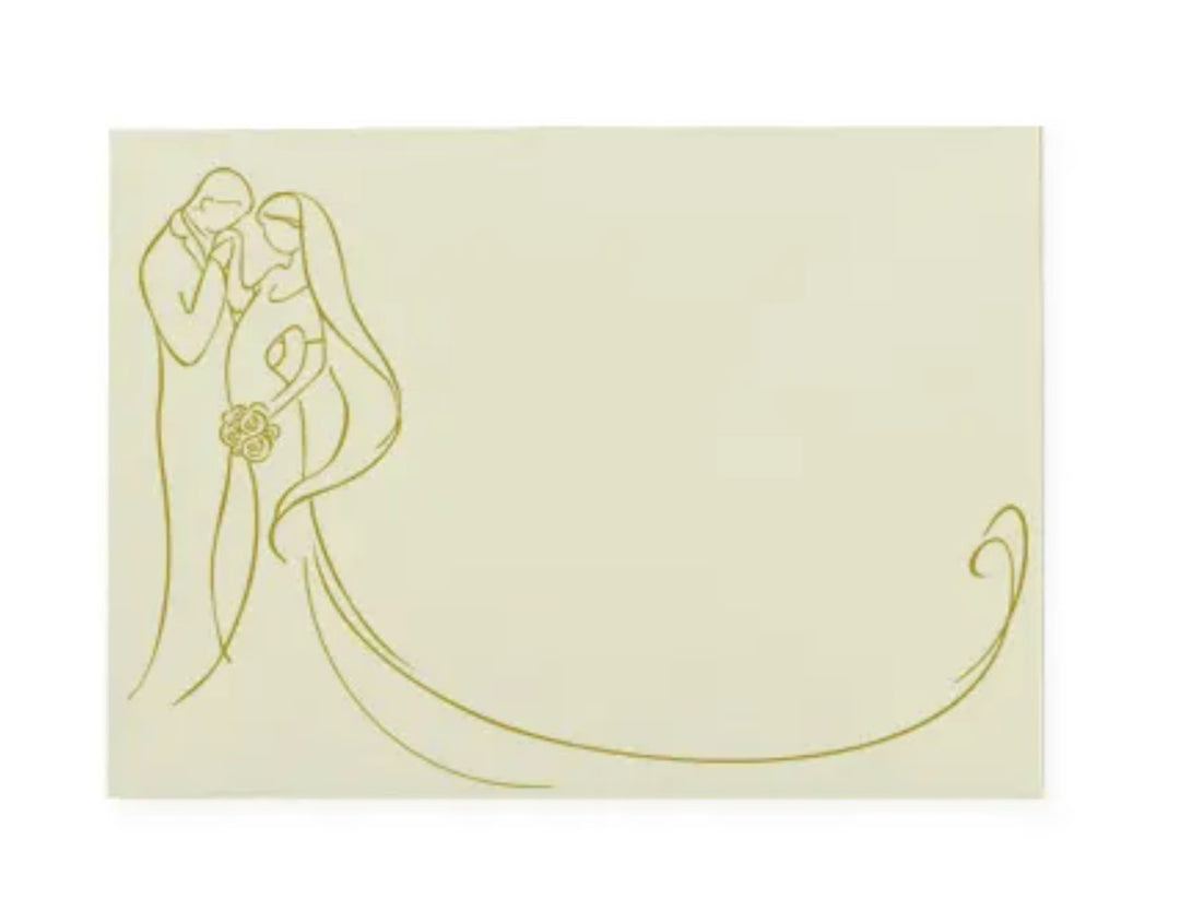 Gift Card Envelopes C6 WED72 - Gold Bride And Groom Ivory 120gsm