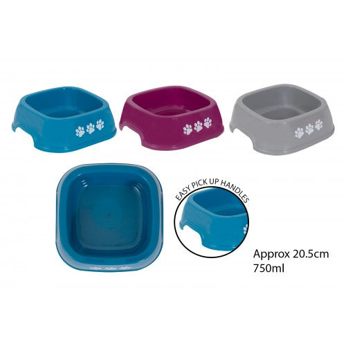 World of Pets Plastic Printed Pet Bowl 20.5cm 3 Assorted Colours