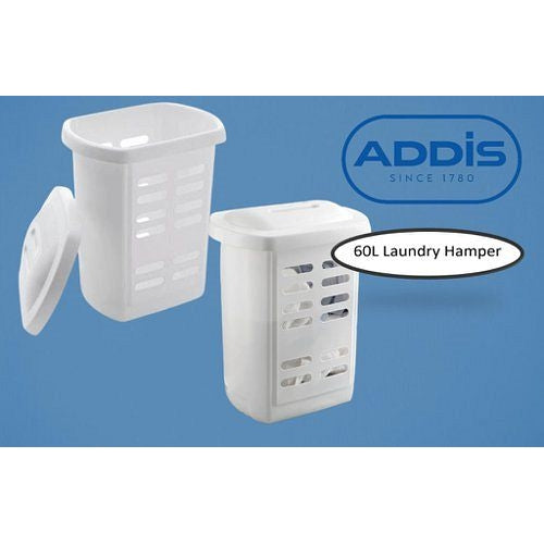 Addis White Linen Laundry Hamper 60 Litre