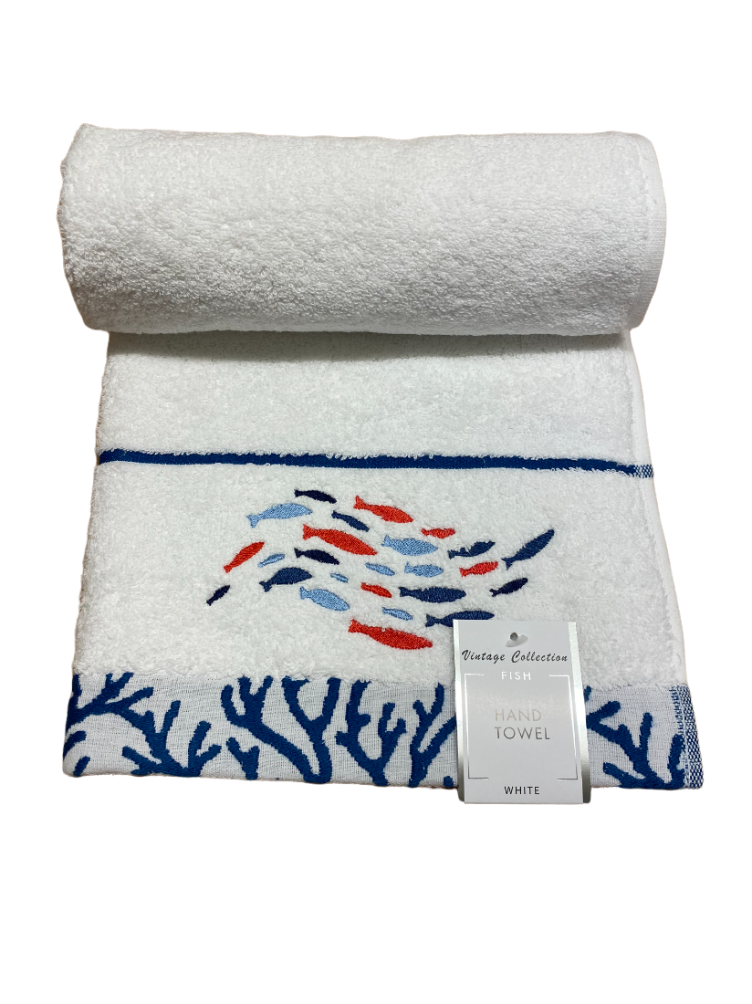 Embroidered 100% Turkish Cotton Fish Design Towel