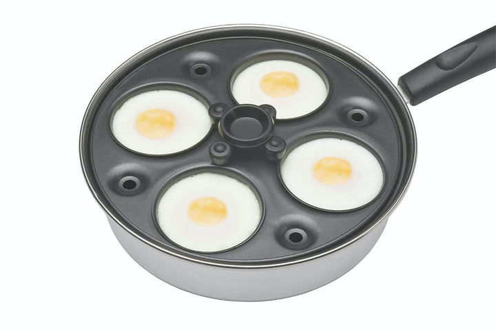 KitchenCraft Aluminium Coated Carbon Steel Four Hole Egg Poacher