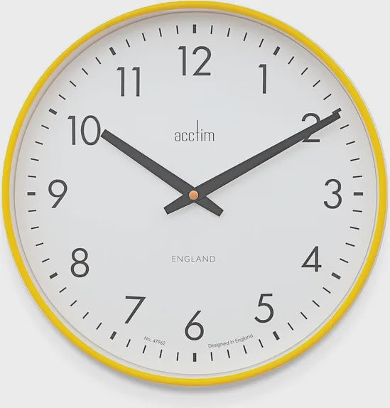 Acctim Riley Modern Bright Petunia Yellow 30cm Wall Clock 22571