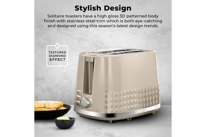 Tower Solitaire 2 Slice Toaster Latte Chrome Accents T0082MSH