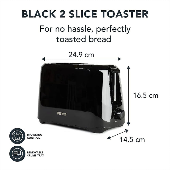 PIFCO 2 Slice Toaster 700W Black 113483