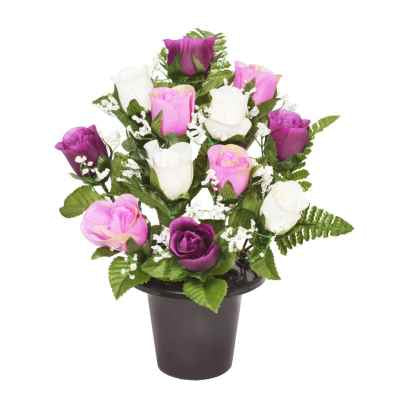 29Cm Frontal Rosebud X12 Grave Pot Purple