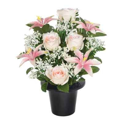 29Cm Frontal Lily Rose X 16 Grave Pot Pink *