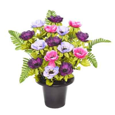 29Cm Frontal Anemone X16 Grave Pot Purple/Pink