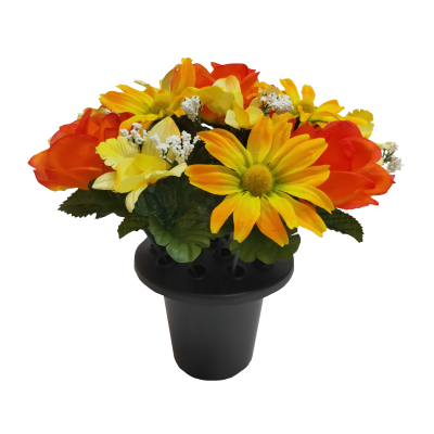 25Cm Orange Daisy Rose Orchid Grave Pot