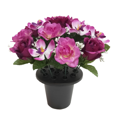 25Cm  Burgundy Rose Orchid Grave Pot