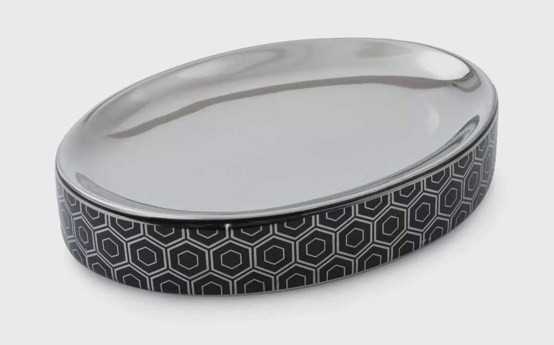 Blue Canyon Black & Silver Honeycomb Soap Dish