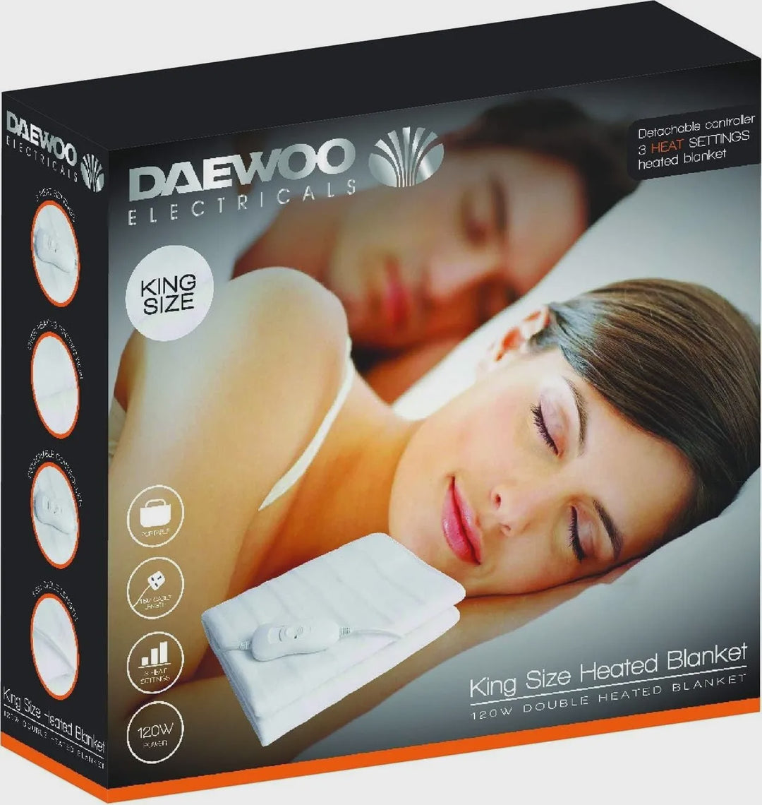 Daewoo King-Size Heated Blanket with 3 Heat Settings